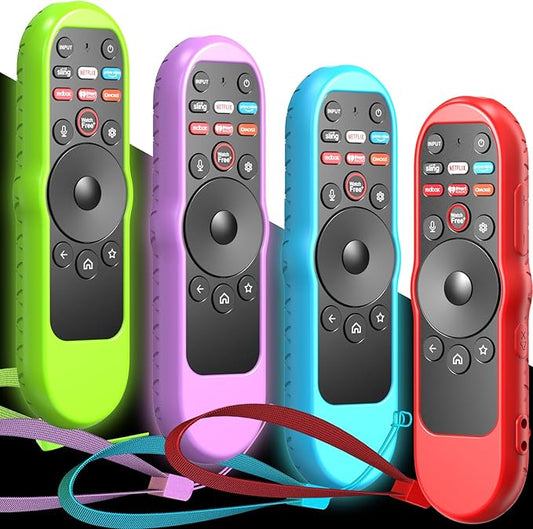 4PACK Case Cover for VIZIO XRT270 Smart TV Remote Control Silicone Skin Sleeve with Lanyard Glow in the Dark Purple Blue Green Red