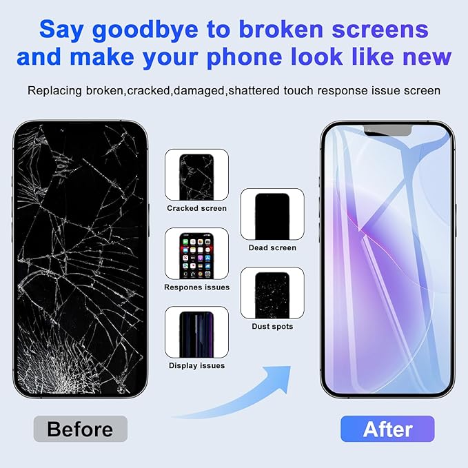 EFAITHFIX for iPhone 12 Mini Screen Replacement 5.4 Inch LCD 3D Touch Screen Display Full HD Digitizer Frame Assembly Compatible with Model A2176, A2398, A2399, A2400 with Waterproof Adhesive,No Tools