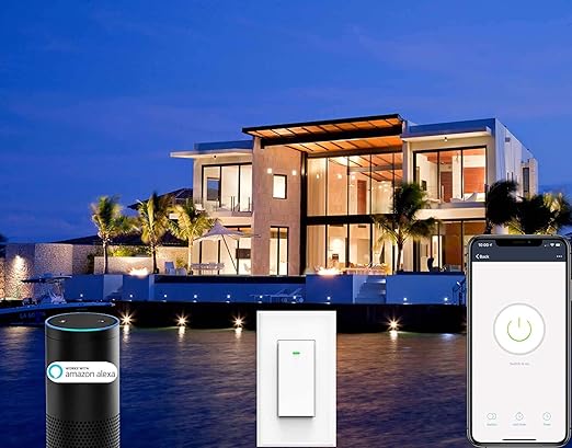 Smart Light Switch, Compatible with Alexa, Google Home No Hub Required, Smart Home WiFi Wireless Fit for 1/2/3/4 Gang Switch Box, Neutral Wire Need Micmi MK36, Smart Light Switch