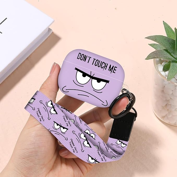 Compatible with Airpods Pro 3 Case(2025),Don't Touch Me for Airpods Pro 3rd Generation Cases Cover with Lanyard Soft Silicone Cute Shockproof Cover for Women Men,Black