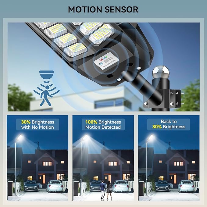 8000W Solar Lights Outdoor, Solar Street Lights Outdoor Waterproof with Motion Sensor and Remote Control, 6500K Dusk to Dawn Security Flood Light for Outside, Yard, Parking Lot, Garden, 2 Pack
