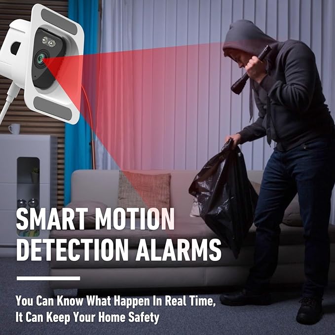 2K Window Security Camera 3MP Indoor Home Monitoring WiFi Full-Color Night Vision Person Detection 24/7 Recording