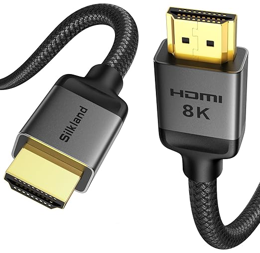Silkland HDMI 2.1 Cable 25FT, [4K@240Hz 144Hz 120Hz, 8K@60Hz] 1440P Ultra High Speed HDMI Cable 48Gbps (Upgrade Braided), HDR10+, eARC, HDCP 2.3, Compatible for Xbox/PS5/PS4/Roku TV