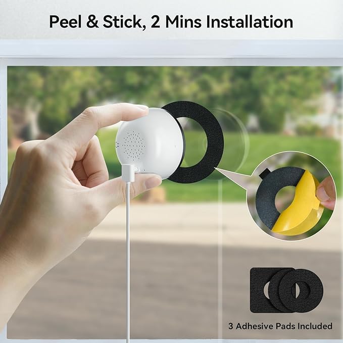 2K Window Camera No Drill Window Cameras，5G & 2.4GHz Indoor Window Security Camera for Home Security with Color Night Vision, Anti-Glare, AI Person & Motion Detection, 24/7 Recording 2Pack