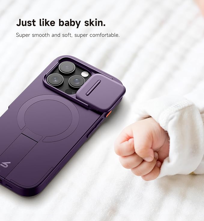 SURITCH for iPhone 16 Pro Case with Slide Camera Cover and Adjustable Kickstand, Compatible with MagSafe, Shockproof Bumper Case Slim Protective Cover for iPhone 16 Pro 6.3 Inch, Dark Purple