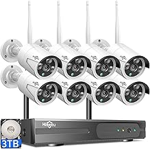 Hiseeu Home Security Camera System, 24/7 Recording, Wired Plug-in Powered 8Pcs 5MP Outdoor Camera, 4K NVR Kit, Night Vision, IP66, Motion Detection, 3TB HDD, 2.4G/5G Wireless Pro WiFi