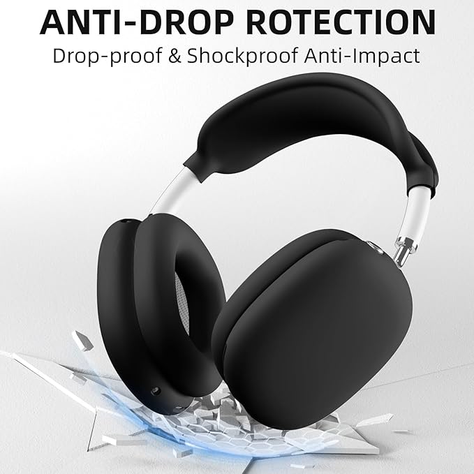 Lerobo Soft Case Cover for AirPods Max Headphones, for Airpods Max Ear Cup Covers/Ear Pad Case Cover/Headband Cover/Max Headband Pad,Accessories Silicone Skin Protector for Apple AirPods Max (Black)