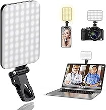 ALTSON 60 LED Portable Selfie Light Video Conference Lighting with Clip & Camera Tripod Adapter Rechargeable 2200mAh CRI 97+, 3 Light Modes for Phone iPhone Webcam Laptop Photo Makeup