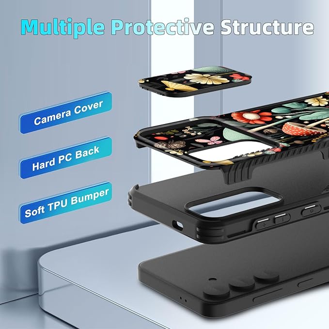 for Galaxy S26 Case Built in Slide Camera Lens Cover,Heavy Duty Shockproof Protection Dual Layer Case for Samsung Galaxy S26 6.3" 2026,Mushroom Forest