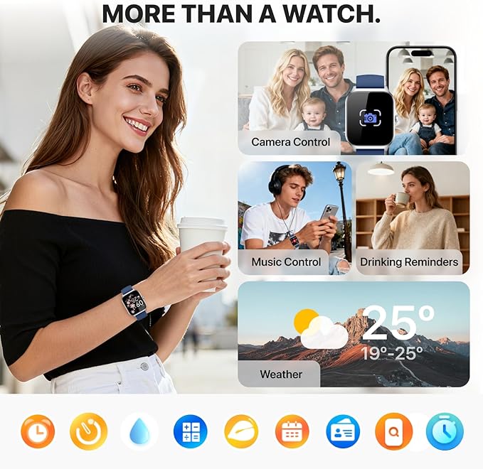 Smart Watch for Women Men,(Answer/Make Call) 1.83'' HD Fitness Activity Tracker Smartwatch for Android iPhone iOS Compatible,IP68 Waterproof Step Counter with Sleep Monitor (Modern, Blue, 1.83)