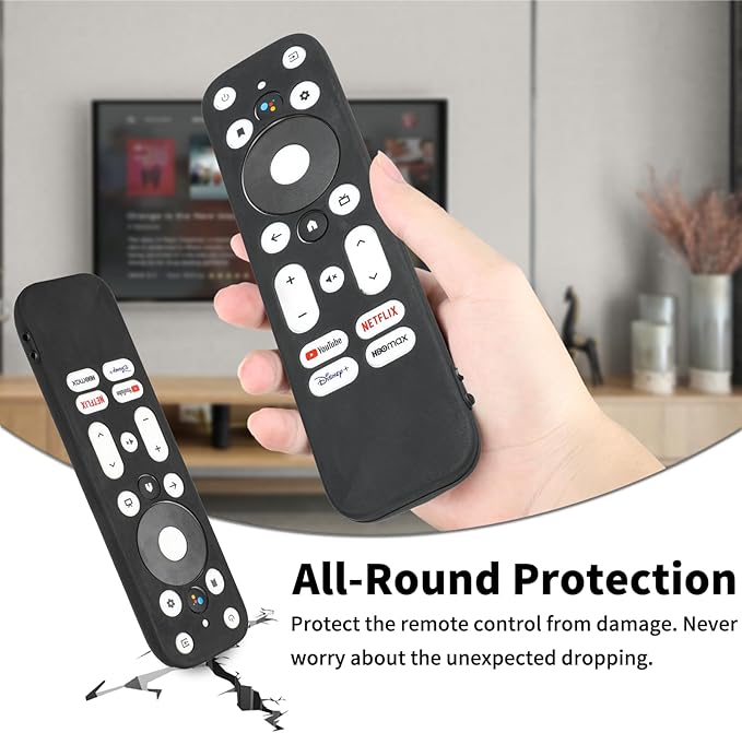 Silicone Remote Control Case Compatible with Onn 100024646 100026240 4K UHD Stick TV Box Remote Shockproof Protective Shell Cover with a Lanyard (Black)