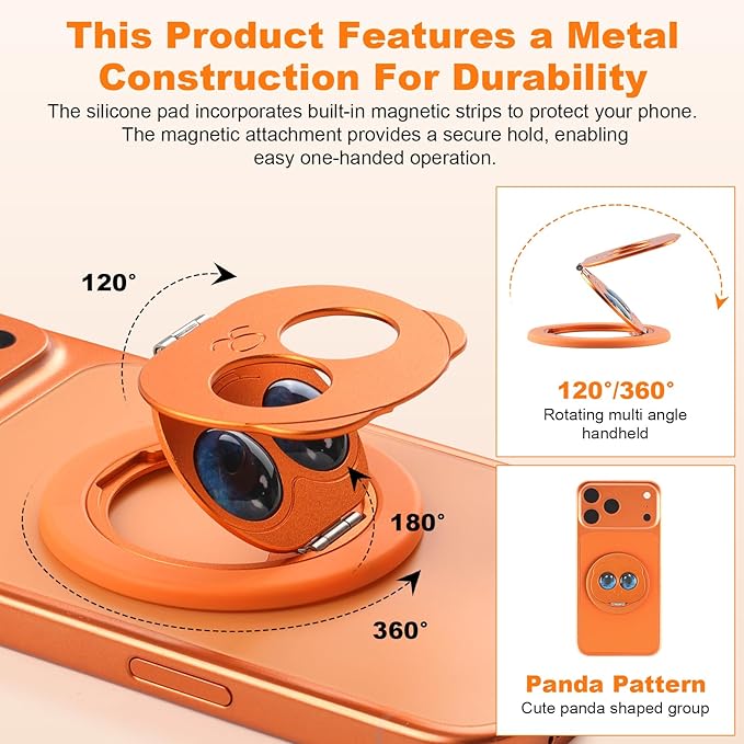 Magnetic Phone Ring for MagSafe Grip with 360° Rotation & Strong Magnet Phone Ring Holder Grip– Universal Compatible with iPhone 17/16/15/14/13 Pro Max Mag Safe Accessories Android