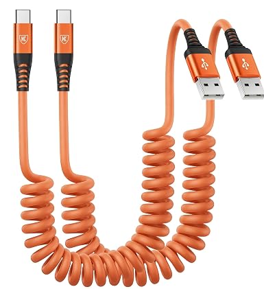 USB to USB C Cable Fast Charging 60W 2Pack 3FT Coiled USB A to USB C Cable