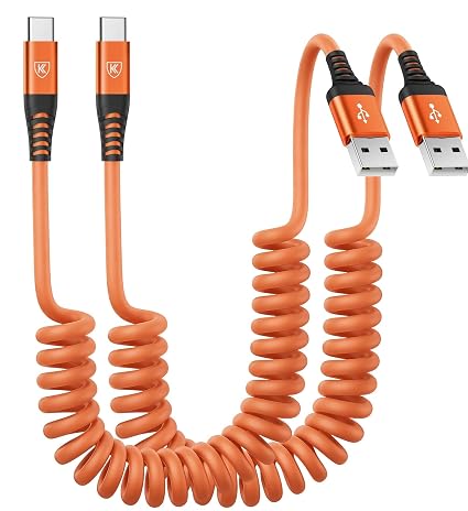 USB to USB C Cable Fast Charging 60W 2Pack 3FT Coiled USB A to USB C Cable