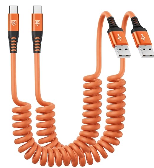 USB to USB C Cable Fast Charging 60W 2Pack 3FT Coiled USB A to USB C Cable