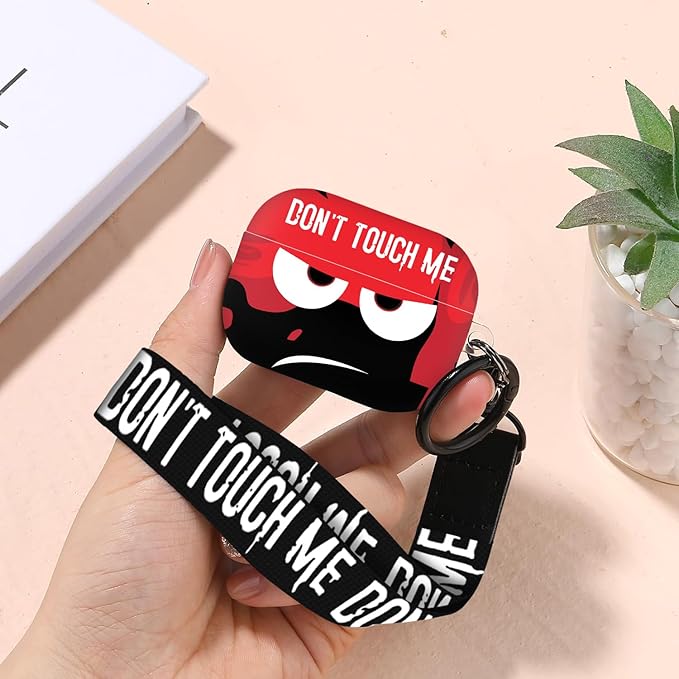 Compatible with Airpods Pro 3 Case(2025),Don't Touch Me for Airpods Pro 3rd Generation Cases Cover with Lanyard Soft Silicone Cute Shockproof Cover for Women Men,Black