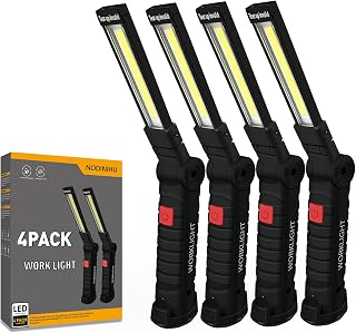 NODINIHU Working Light Portable, Rechargeable Work Lights with Magnetic Base Hanging Hook,360° Rotate 5 Modes,COB LED 800 Lumens Foldable Inspection Light for Car Repair, Grill and Outdoor Use(4pack)