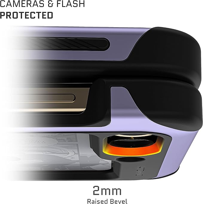 Ghostek Atomic Slim Samsung Z Flip 5 Case - Clear Back with Purple Aluminum Bumper, Shockproof & Dual Layer Protective Phone Case, Limited Edition Color for 2023 Galaxy Z Flip 5 Case (6.7") (Purple)