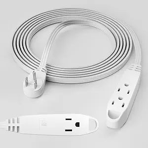 3-Outlet Flat Extension Cord 30 FT, 3 Prong Angled Plug, SPT-3, Power Strip