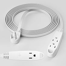3-Outlet Flat Extension Cord 30 FT, 3 Prong Angled Plug, SPT-3, Power Strip - Image 1