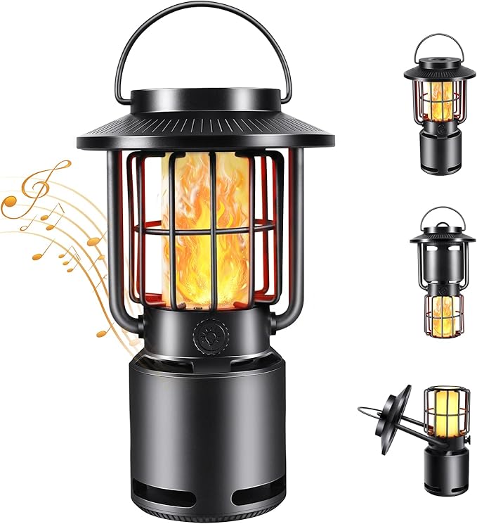 Outdoor Bluetooth Speaker, IP65 Waterproof Wireless Speaker with 3 Lights Modes, Outdoor Camping Portable Speaker Gift for Men Emergency, Hiking, Party (1 Pack)