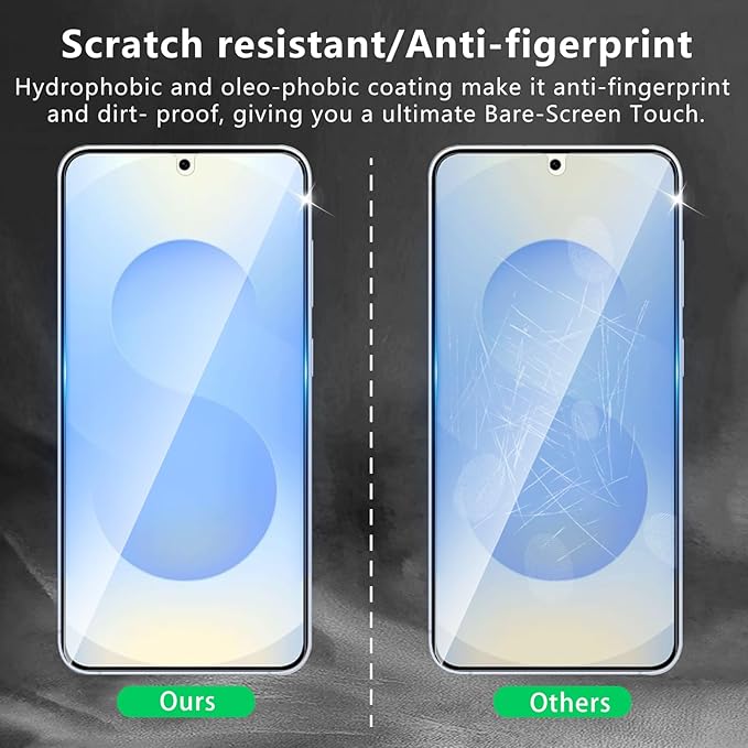 3 Pack Screen Protector Designed for Galaxy S25 with 3 Pack Tempered Glass Camera Lens Protector,Ultra HD Clear,9H Hardness,Easy Install - Case Friendly,Scratch Resistant