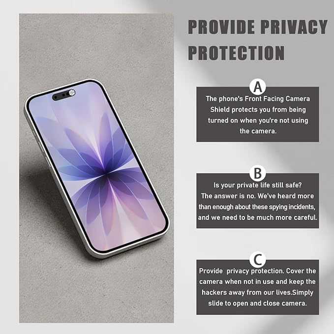 Front Camera Cover Compatible for iPhone 14Pro/14 Pro Max/15/15Plus/15Pro/15Pro Max,Protect Privacy and Security,Not Affect Face ID,Protect Privacy and Security,Not Affect Face ID,2 Pack-Silver