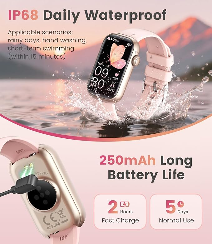 LIGE Fitness Tracker- Smart Watches for Women with 1.47" HD, IP68 Waterproof, 7+ Days Battery, 24+ Exercises Activity Tracker Fitness Watches, Fitness Smart Watch Android iOS (Pink)
