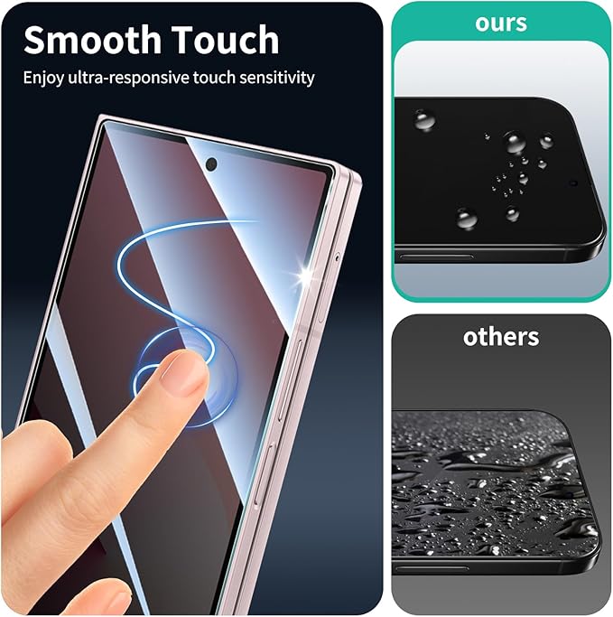 Privacy Screen Protector for Samsung Galaxy Fold 7 FE & Fold 6, Anti-Spy Tempered Glass, 9H Hardness Double Shatterproof, Impact Resistant & Scratch Proof - 3 Pack