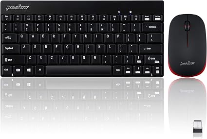 Perixx PERIDUO-712B Wireless Mini Keyboard and Mouse Set, Black, US English Layout