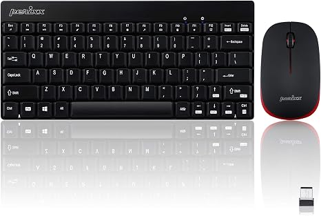 Perixx PERIDUO-712B Wireless Mini Keyboard and Mouse Set, Black, US English Layout