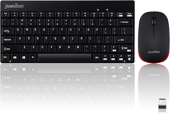 Perixx PERIDUO-712B Wireless Mini Keyboard and Mouse Set, Black, US English Layout