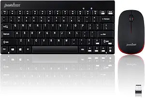 Perixx PERIDUO-712B Wireless Mini Keyboard and Mouse Set, Black, US English Layout