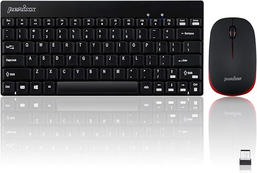 Perixx PERIDUO-712B Wireless Mini Keyboard and Mouse Set, Black, US English Layout