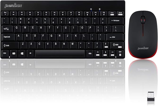 Perixx PERIDUO-712B Wireless Mini Keyboard and Mouse Set, Black, US English Layout