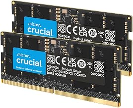 Crucial 32GB DDR5 RAM Kit (2x16GB), 5600MHz (or 5200MHz or 4800MHz) Laptop Memory 262-Pin SODIMM, Compatible with Intel Core and AMD Ryzen 7000, Black - CT2K16G56C46S5 - Image 1