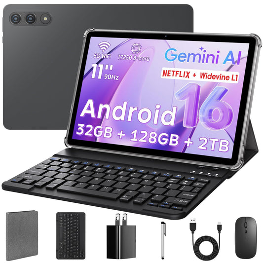 Tablet 11 Inch, Android 16 Tablet with Keyboard for Work & Study