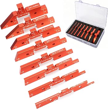 8-Piece Router Setup Bars, Precision Aluminum Positioning Blocks, for Router Table Saw Height Depth Angle Setting Measuring Tool With Storage Case (Each Setup Bars has Different Thickness)