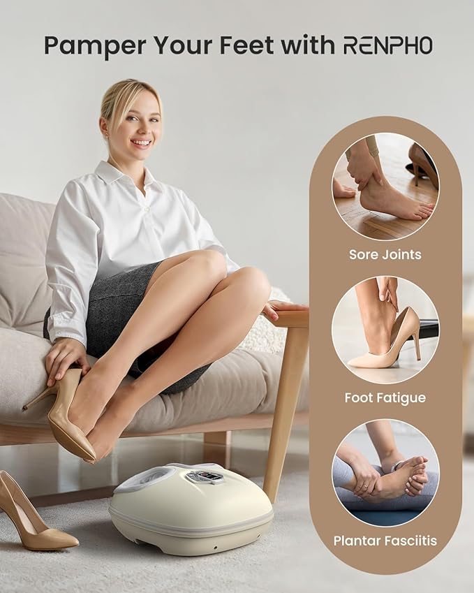 RENPHO Foot Massager Machine with Heat [2026 Upgraded], Shiatsu Foot Massager for Plantar Fasciitis, Christmas Gifts for Women, Cordless Control, 2026 Innovation Upgrade - Exclusive Voice Control