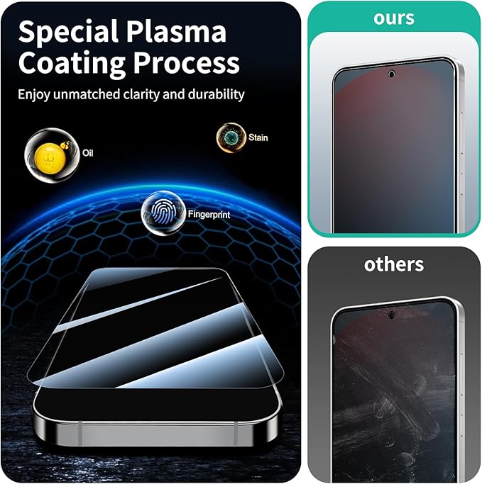 Privacy Screen & Camera Lens Protector for Samsung Galaxy S24 FE, Anti-Spy Tempered Glass, Dark Private Black Protection, 9H Hardness Anti-Scratch 2.5D Curved Edges Case-Friendly, 3 Pack Each
