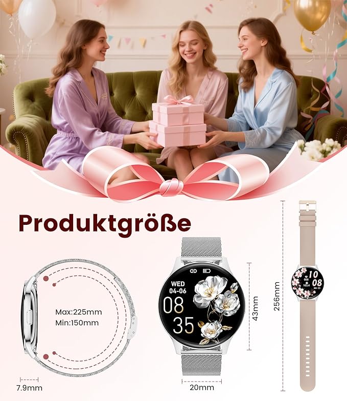 LIGE Smart Watch for Women, 1.43" AMOLED Screen Smartwatch with Answer/Make Call for iPhone/Android/Samsung,Fitness Tracker with 120+ Sport Modes, Sleep/Health Monitor, IP68 Waterproof,2 Bands,Silver