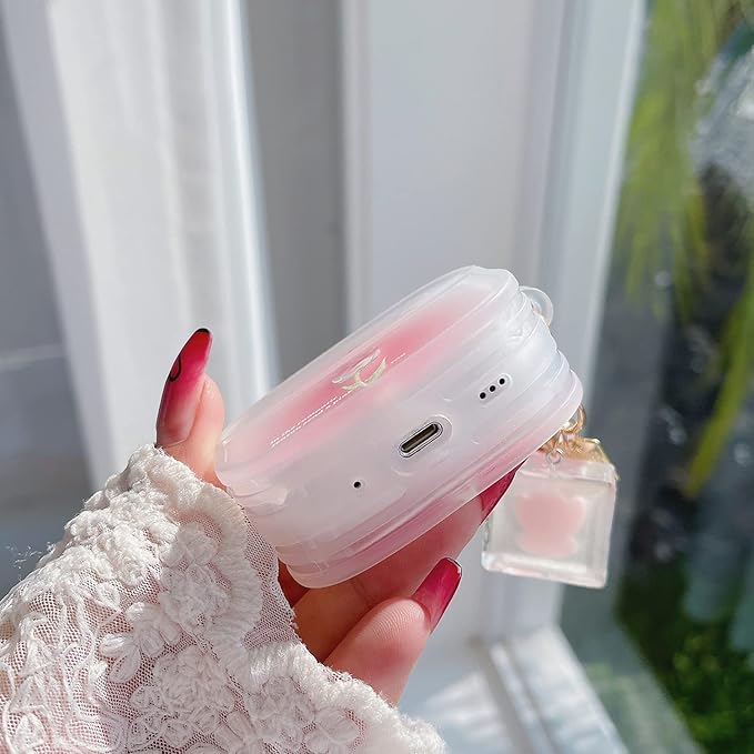 Compatible with Airpod Pro 2 / Airpod Pro Case Cute Aesthetic Romantic Rose Flower with Keychain Clear Frosted Protective Cover for Girls Women (Rose Pink)