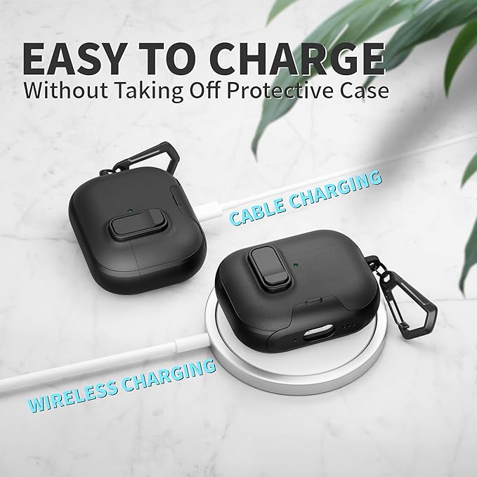 for AirPods Pro 3 Case with Lock,TPU Leather Texture Durability Anti-Lost & Shockproof Protective Cover Accessories with Cleaning Kit in Keychain for Apple AirPod Pro 3 Generation 2025(Black)