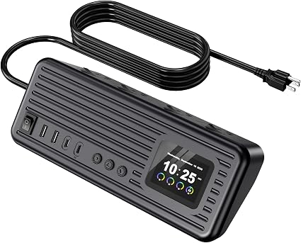 Smart Surge Strip w/Control Switches 4AC 4USB A+C 5FT Cord Black