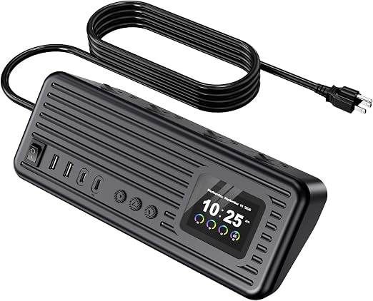 Smart Surge Strip w/Control Switches 4AC 4USB A+C 5FT Cord Black