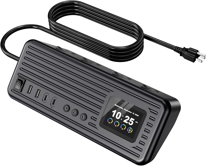 Smart Surge Strip w/Control Switches 4AC 4USB A+C 5FT Cord Black