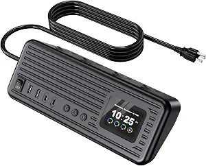 Smart Surge Strip w/Control Switches 4AC 4USB A+C 5FT Cord Black