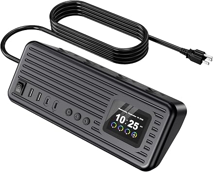 Smart Surge Strip w/Control Switches 4AC 4USB A+C 5FT Cord Black