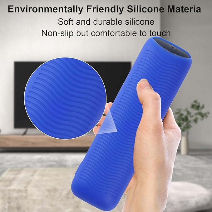 Blue Silicone Protective Case with Strap for 2025 Onn Google TV Box 4K pro Remote, Shockproof Anti-Dirty Cover for Onn Google TV Controller