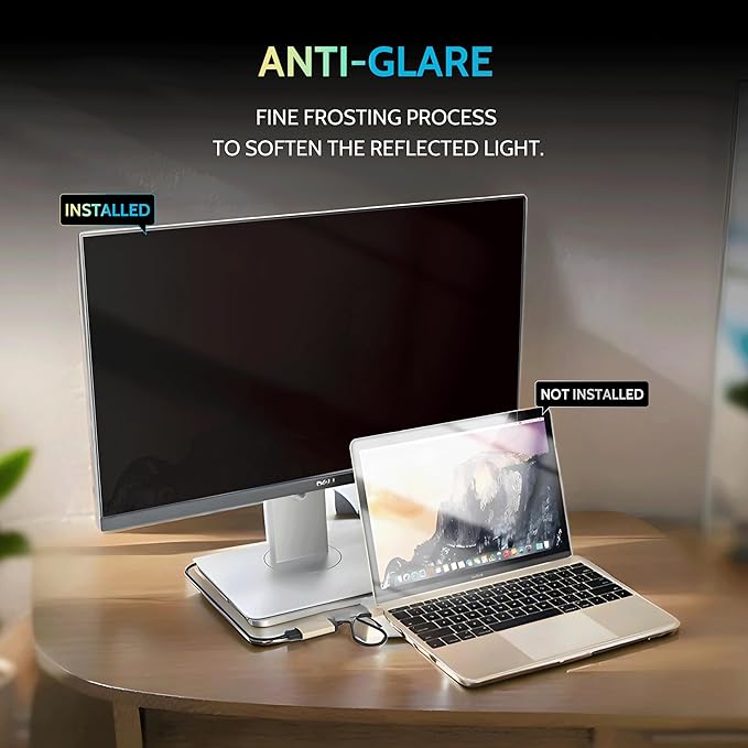 [2-Pack] 21.5 Inch Privacy Screen for Computer Monitor 16:9 Aspect Ratio, Eye Protection Anti Blue Light Glare Shield, 21.5inch Removable Black Blackout Anti Spy Desktop Security Private Filter
